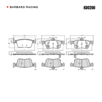Barbaro Racing KD0200 C-01 15mm Rear Brake Pads - Honda Civic / Crider / Envix