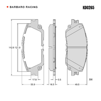 Barbaro Racing KD0265 C-02 16.5mm Front Brake Pads - Lexus ES / UX, Toyota Camry   / Avalon / C-HR