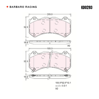 Barbaro Racing KD0293 S-01 Front Brake Pads - AP Racing CP9570, Nissan GT-R, BYD Tang EV600, Jeep Grand Cherokee IV