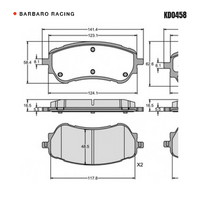 Barbaro Racing KD0458 C-01 16.5mm Front Brake Pads - Lynk & Co 03