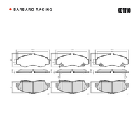 Barbaro Racing KD1110 C-02 17mm Front Brake Pads - Honda Civic / Odyssey, BYD   F6, Nissan Juke, Acura TL