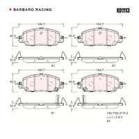 Barbaro Racing KD1113 S-01 16.9mm Front Brake Pads - Honda Civic / Crider /   Envix