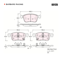 Barbaro Racing KD1126 C-01 15.2mm Front Brake Pads - Honda Accord / Inspire