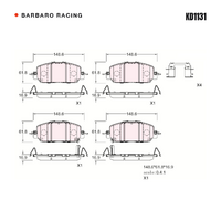 Barbaro Racing KD1131 C-01 16.9mm Front Brake Pads - Honda CR-V