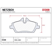 NETZSCH N-one Original Upgrade Series Brake Pads D1308 BMW i3 (2013 on); MINI (2012), front