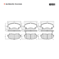 Barbaro Racing KD1551 C-01 16mm Front Brake Pads - Mazda CX-5, Jeep Cherokee