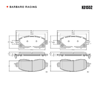 Barbaro Racing KD1552 C-02 15.5mm Front Brake Pads - Nissan Altima / Teana III /   Maxima (Cima)