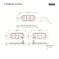 Barbaro Racing KD1554 C-01 13.5mm Rear Brake Pads - Nissan Teana II / Juke,   Infiniti FX, Dongfeng A60, Renault Koleos