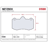 NETZSCH NE11 Original Replacement Series Brake Pads D1598 AP Racing CP8530, CP8560, CP8540, CP9540, CP9541, CP9542, CP6600, CP5430; Alcon RC4