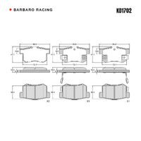 Barbaro Racing KD1702 C-01 14.5mm Rear Brake Pads - Honda Civic, BYD F6, Suzuki   Kizashi, Fiat Sedic I, Acura Legend
