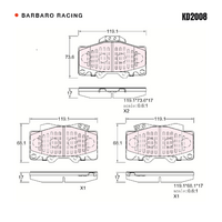 Barbaro Racing KD2008 C-01 17mm Front Brake Pads - Toyota Land Cruiser Prado