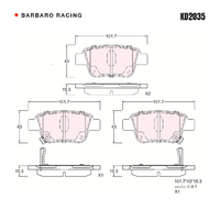 Barbaro Racing KD2035 C-01 15.3mm Rear Brake Pads - Toyota Avensis / Previa /   Alphard