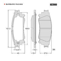 Barbaro Racing KD2060 C-01 15mm Rear Brake Pads - Toyota Alphard / C-HR