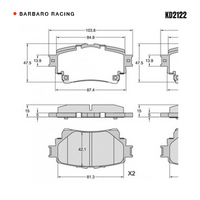 Barbaro Racing KD2122 S-01 15mm Rear Brake Pads - Toyota Alphard