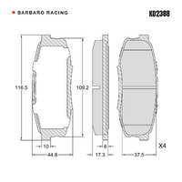 Barbaro Racing KD2388 C-05 17.3mm Rear Brake Pads - Toyota Tundra / Land Cruiser