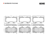 Barbaro Racing KD2482 S-01 17mm Front Brake Pads - Toyota Land Cruiser Prado,   JAC T6, Lexus GX, Huanghai N1S