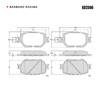 Barbaro Racing KD2506 C-01 17.3mm Front Brake Pads - Lexus IS, Toyota Mark X /   Corolla / Celica / Matri X