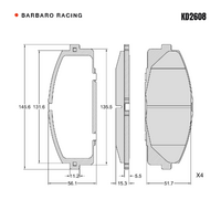 Barbaro Racing KD2608 C-01 15.3mm Front Brake Pads - Toyota Hiace Commuter V /   Quantum V / Hiace V / Hiace IV, Foton View G9