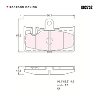 Barbaro Racing KD2752 C-01 14.8mm Rear Brake Pads - Lexus LS