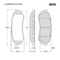 Barbaro Racing KD2755 C-01 17.4mm Rear Brake Pads - Lexus LX / RX, Toyota Land   Cruiser / Prado