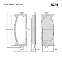 Barbaro Racing KD2765 C-02 17.3mm Front Brake Pads - Lexus ES, Toyota Camry /   RAV4, Hawtai E70 / E80