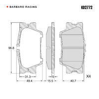 Barbaro Racing KD2772 C-01 15.5mm Rear Brake Pads - Toyota Camry / RAV4, Lexus   ES / HS, Landwind X5
