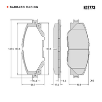 Barbaro Racing KD2773 C-01 17.5mm Front Brake Pads - Toyota RAV4 / Mark X ZiO,   JMC 7 (Vigus 7) / (Vigus), Landwind X5
