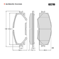 Barbaro Racing KD2780 C-01 17.6mm Front Brake Pads - Toyota Corolla