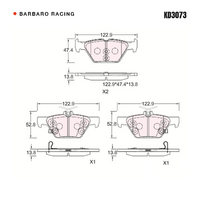 Barbaro Racing KD3073 C-01 13.8mm Rear Brake Pads - Subaru Forester
