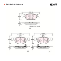 Barbaro Racing KD3077 C-01 13.2mm Rear Brake Pads - Mazda Mazda3 Axela / CX-30