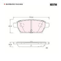Barbaro Racing KD3756 C-01 14.3mm Rear Brake Pads - Mazda6