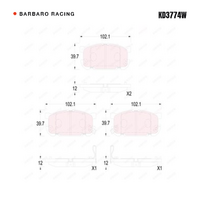 Barbaro Racing KD3774W C-01 12mm Rear Brake Pads - Mazda Miata