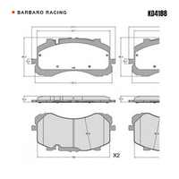 Barbaro Racing KD4188 S-01 15.3mm Front Brake Pads - Bentley Bentayga