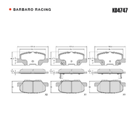 Barbaro Racing KD4747 C-01 14.5mm Rear Brake Pads - Mitsubishi Outlander,   Mazda6, BAIC BJEV EX5, JMEV E400, Citroen Aircross