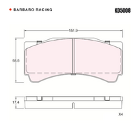 Barbaro Racing KD5008 S-01 17.4mm Front Brake Pads - AP Racing CP9660, Alcon   CAR89