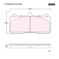 Barbaro Racing KD5009 C-02 16.2mm Front Brake Pads - AP Racing CP8520 / CP9560,   AP Racing CP8520 / CP8521 / CP8522