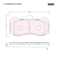 Barbaro Racing KD5013 C-02 16.2mm Front Brake Pads - AP Racing CP7040 / CP9040 /   CP9580, Dicase A61
