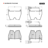 Barbaro Racing KD5020 S-01 16mm Front Brake Pads - Brembo GT8