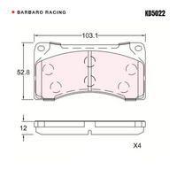 Barbaro Racing KD5022 C-01 12mm Front Brake Pads