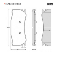 Barbaro Racing KD5032 C-01 16mm Front Brake Pads - Alcon CAR97, Alcon   Advantage Extreme6 piston, PNF4497X831S profile
