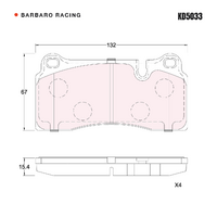 Barbaro Racing KD5033 RS-635 15.4mm Brake Pads - Brembo GT4, Dicase X41 / X42