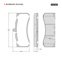Barbaro Racing KD5036 RS-652 18mm Front Brake Pads - StopTech ST60, StopTech   ST60 using1903 profile, nominal18mm, Alcon TA6