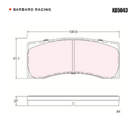 Barbaro Racing KD5043 RS-652 27mm Front Brake Pads