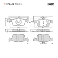 Barbaro Racing KD6003 C-01 14mm Rear Brake Pads - Lincoln MKX / MKC / Corsair,   Ford Mondeo / Edge