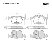Barbaro Racing KD6130 C-01 15.2mm Rear Brake Pads - Jaguar XE / XF, Land Rover   Discovery Sport, Volvo XC90 AWD