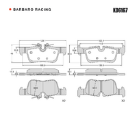 Barbaro Racing KD6167 C-01 15.4mm Rear Brake Pads - BMW X1 / 2 Series, MINI   Clubman Cooper / Clubman One, Zinoro 60H