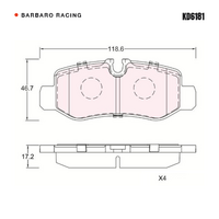 Barbaro Racing KD6181 C-01 17.2mm Rear Brake Pads - Mercedes-Benz V-Class
