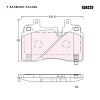 Barbaro Racing KD6229 C-01 15mm Front Brake Pads - Cadillac CT6