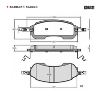 Barbaro Racing KD6411 S-01 16.3mm Rear Brake Pads - Ford Bronco