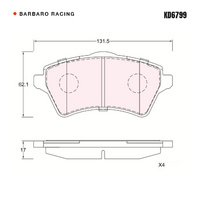 Barbaro Racing KD6799 C-01 17mm Front Brake Pads - Land Rover Freelander /   Range Rover III